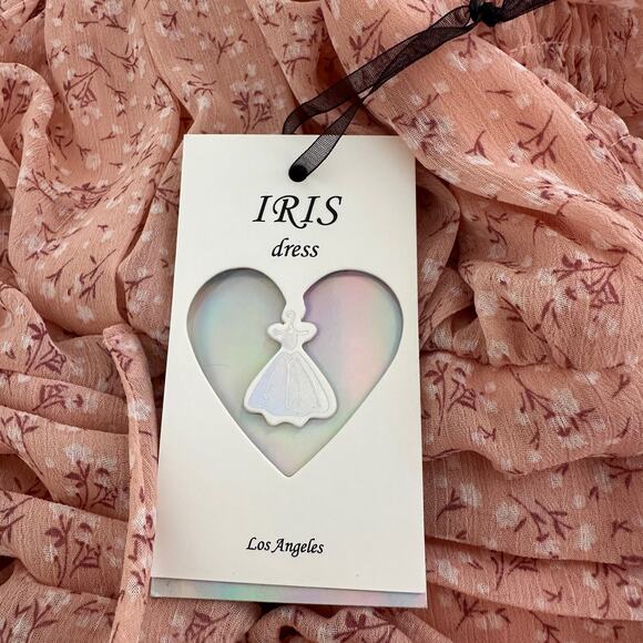 NWT IRIS Mini Dress babydoll Milkmaid coquette Smocked Pink floral y2k Large - Picture 8 of 12